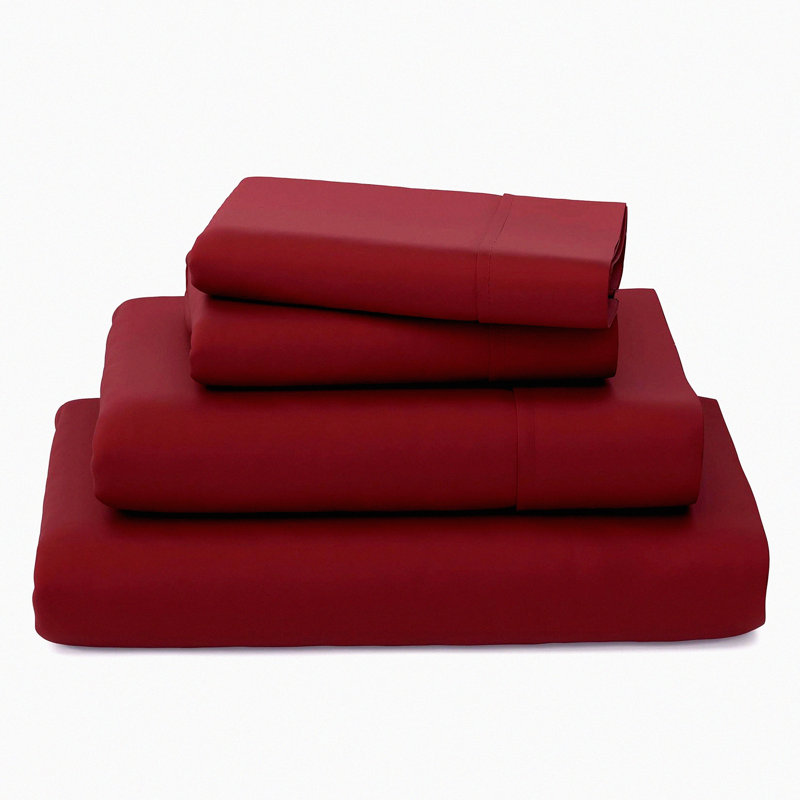 Rayon From Bamboo Cool Breathable Silky Soft Sheets - Queen Size 4-Piece Bedding Set with 16-Inch Deep Pockets in Luxurious Burgundy Color - Rayon Blend
