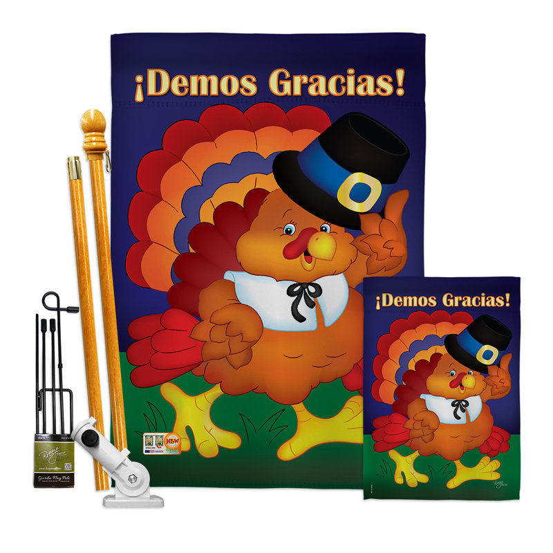 ¡ démos gracias ! polyester à 2 faces de 40 po x 28 po ensemble de drapeaux