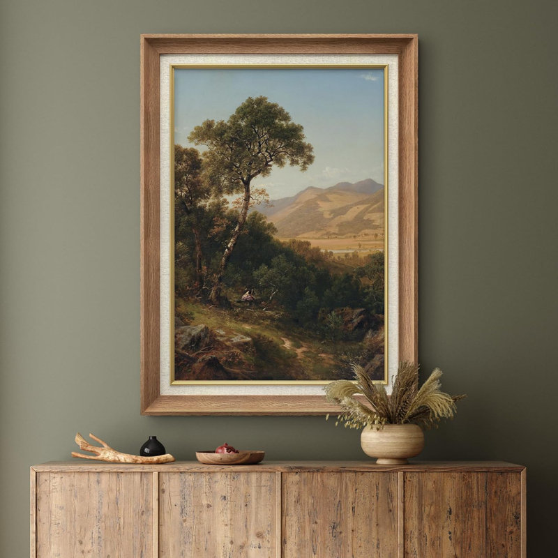 «Vintage Rustic Forest Trees Landscape», peinture sur toile à cadre unique, Naturel