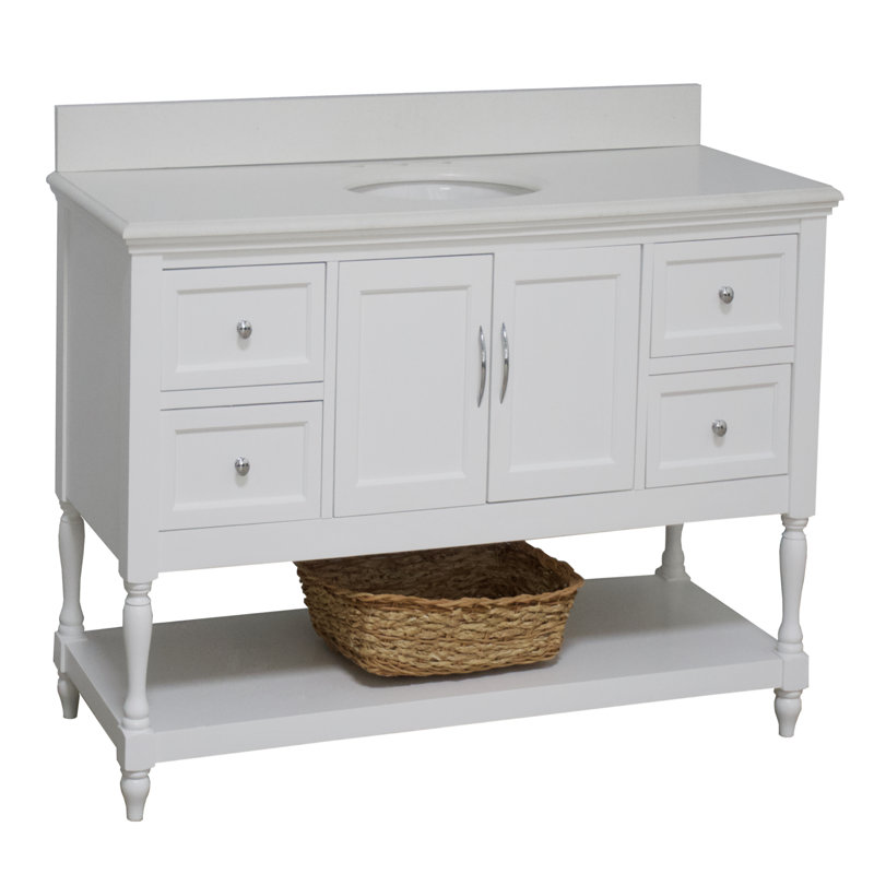 Ensemble de meuble-lavabo simple de 60 po Hampton, Blanc, Quartz