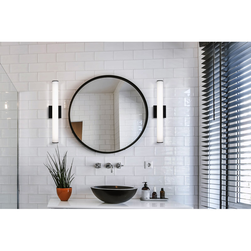 Éclairage pour meuble-lavabo rond 27W Stepridge, Noir, H 2,5 po x l 24 po x P 2,5 po