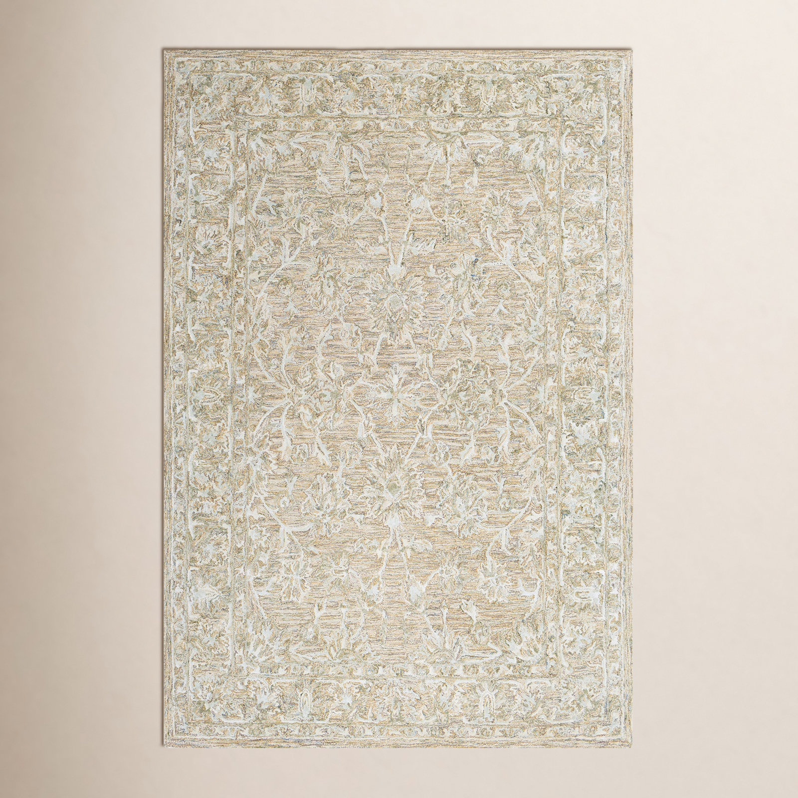 Cait Tan Hand-Tufted Floral Rug, Rectangle 2' x 3'