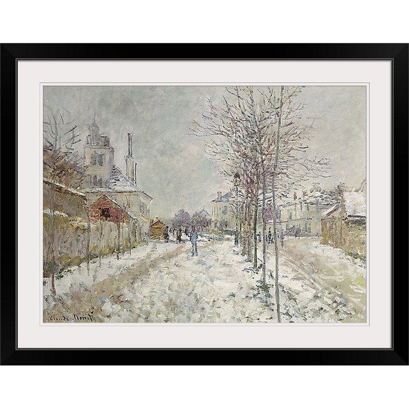 «Snow Effect» par Claude Monet, reproduction d'art, H 25 po x l 32 po x P 1 po, Cadre noir