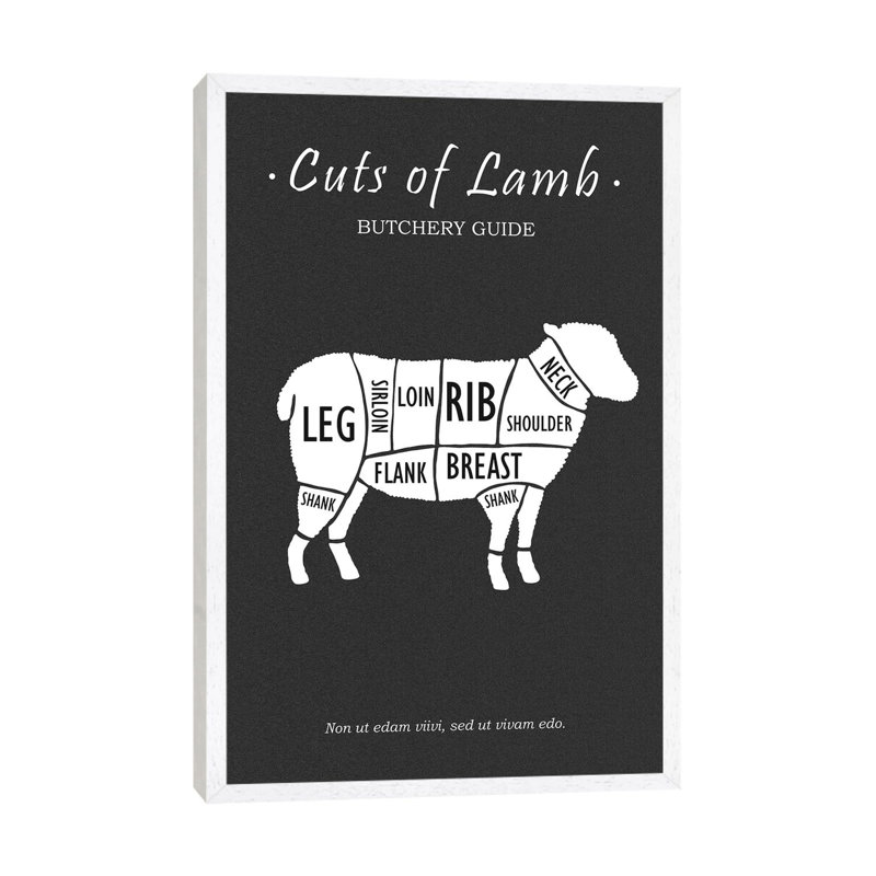 Butchery Lamb by Mark Rogan - Print on Canvas, 66.04cm H x 45.72cm W x 3.81cm D, White Framed