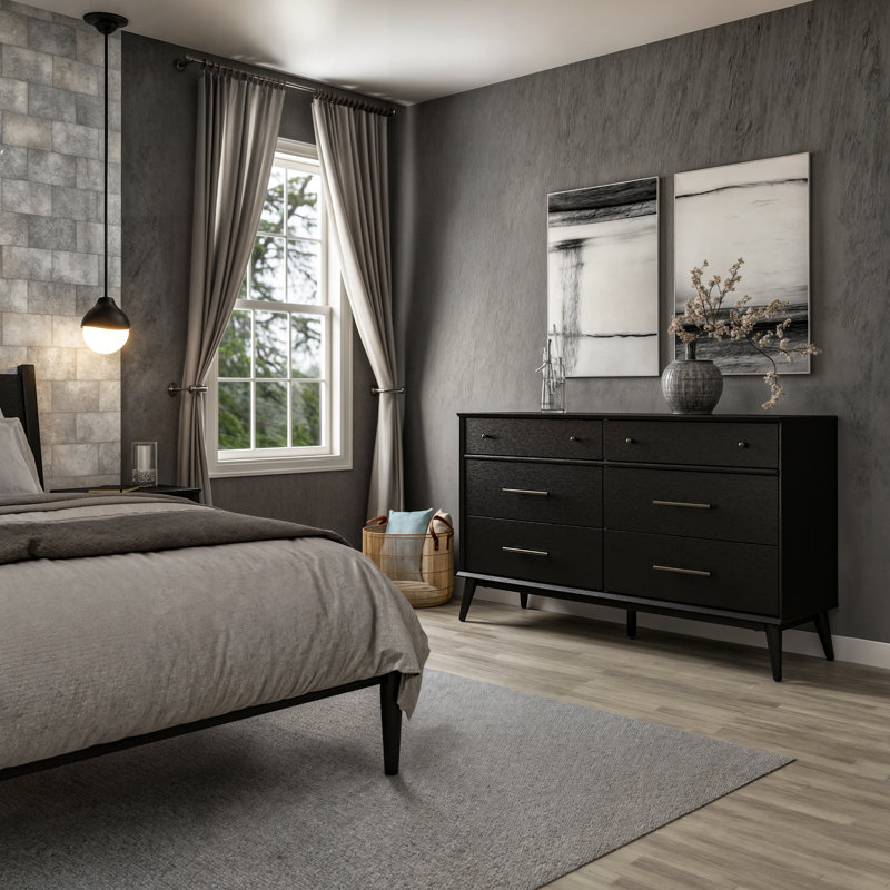 Ashlie 6-drawer double chest of drawers, Black