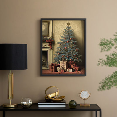 «Christmas Holiday Art», reproduction encadrée en bois massif