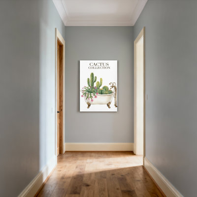 Cactus Collection Botanical Garden Canvas Wrapped Wall Art Oil Painting Print Set Of 1