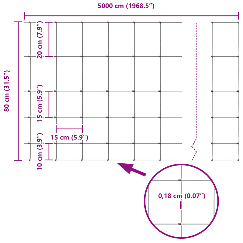 Vidaxl Field Fence Galvanised Steel, 80cm H x 5000cm W
