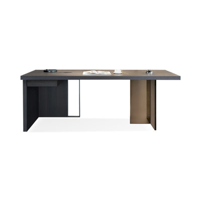 Bureau double caisson rectangulaire en bois manufacturé avec 1 tiroir