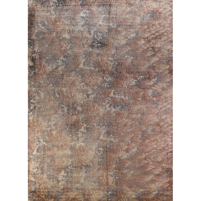 Tapis brun moderne à motif abstrait indien