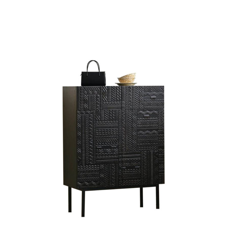 Minimalist Retro Carved Accent Cabinet Accent Cabinet
