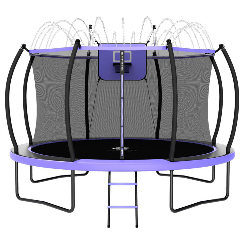 Trampoline arc-en-ciel 12 pi Acwarm Home 2026 - capuchon 1500 lb, Astm, avec ensemble de basketball, filet, échelle et coussin