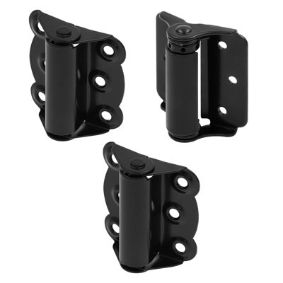 Ensemble de 2 charnières à fermeture automatique et réglable 1/2 po avec vis Storm and moustiquaire 2/4 po avec vis, noir (paquet de trois)