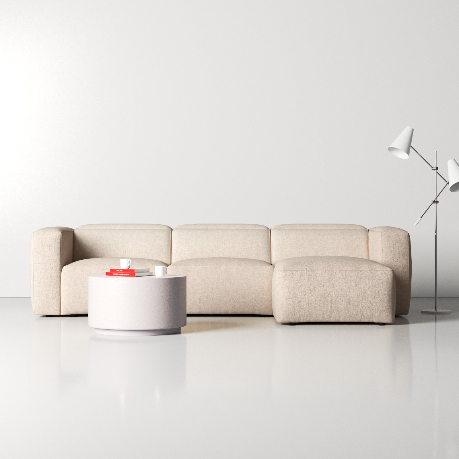 Amed Modular Sofa and Chaise, Right Hand Facing, Antigo Natural Polyester Blend
