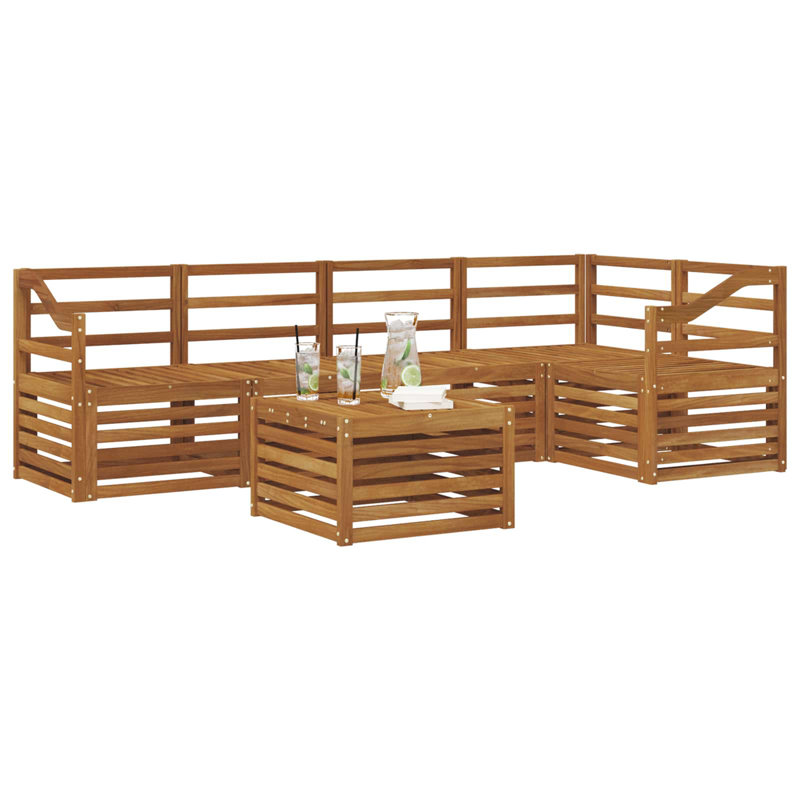  Sofa Sets 6 Pcs Natural Solid Acacia Wood