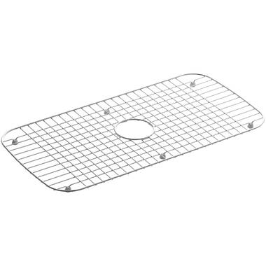 Stainless Steel Sink Protector 26x14 with Center Drain, Metal