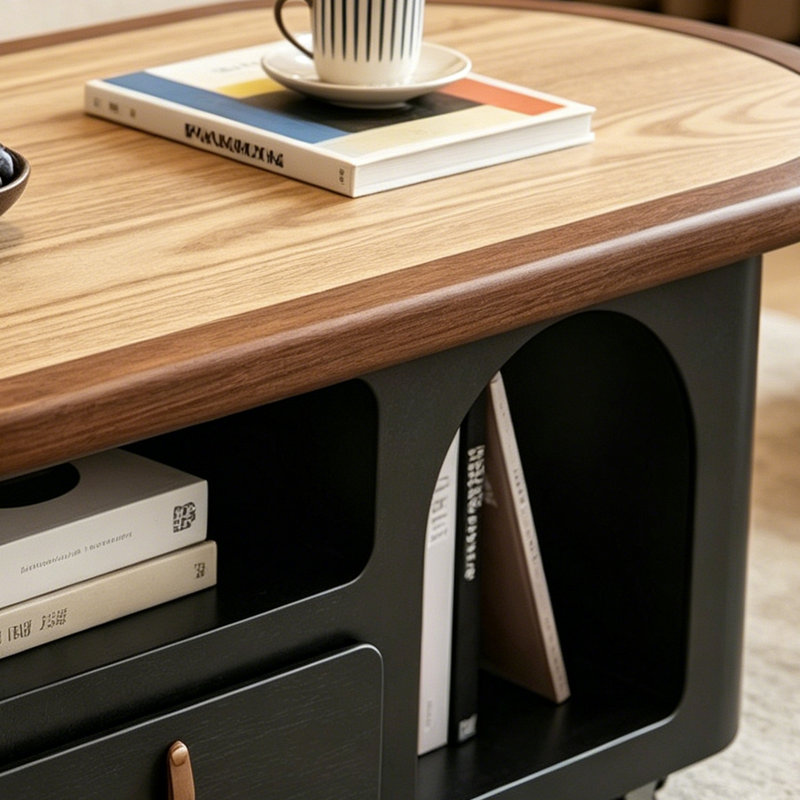 Table basse mobile avec rangement, 16.53" H x 51.18" W x 27.55" D, Black