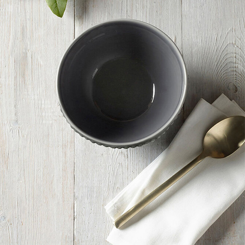 MM Living Set Of 4 Stoneware Bobble Cereal Bowl 15.5cm, Grey
