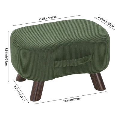 Vintage Corduroy Stool Footstool with Handle