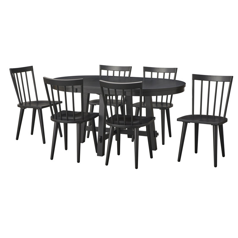 Dantzler Round Extension Dining Set, 7 Pieces: Table, 6 Chairs
