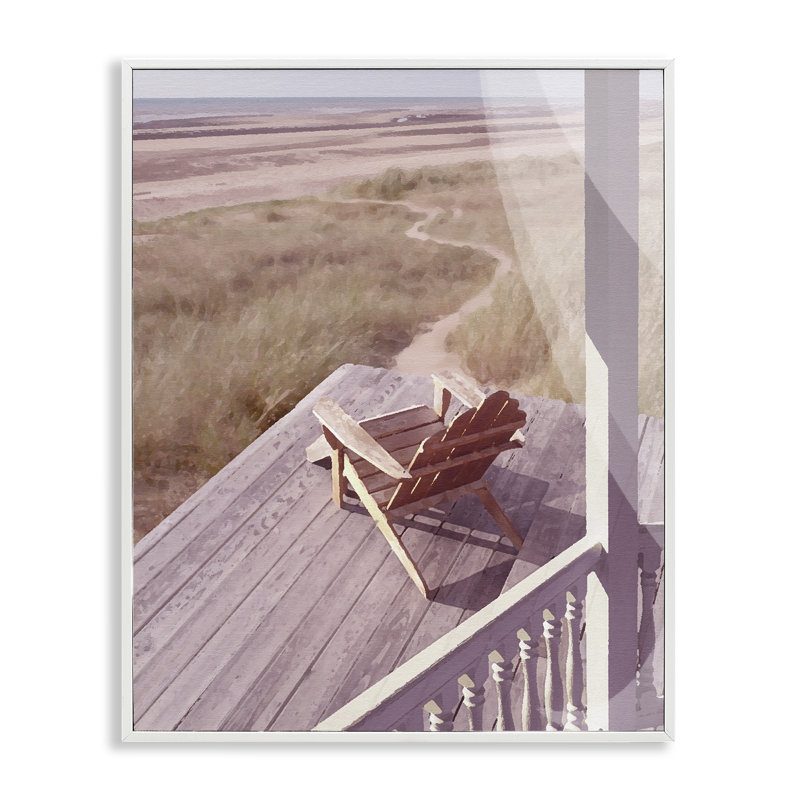 Reproduction d'art giclée encadrée Hamptons Beach par Noah Bay, Giclée encadrée blanc bord de mer, H 30 po x l 24 po
