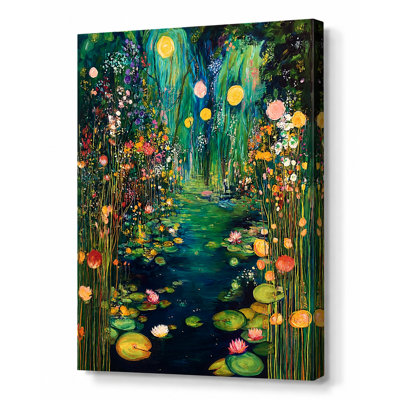 Art mural sur toile Lantern Meadow Waterway | Floral, botanique, nature, impression sur toile pour le décor de chambre à coucher de salon