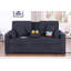 Causeuse convertible en tissu tissé gris foncé de 70 po de largeur avec console rabattable, porte-gobelets, ports de chargement, poche et siège à ressorts ensachés