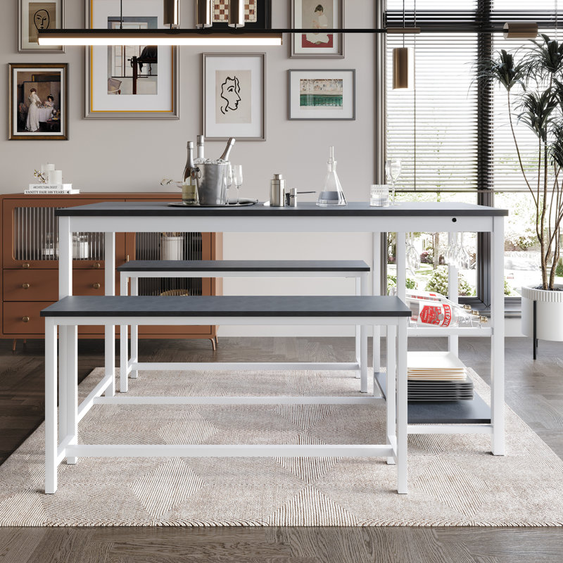 Dolleen 4 - Person Trestle Dining Set, White