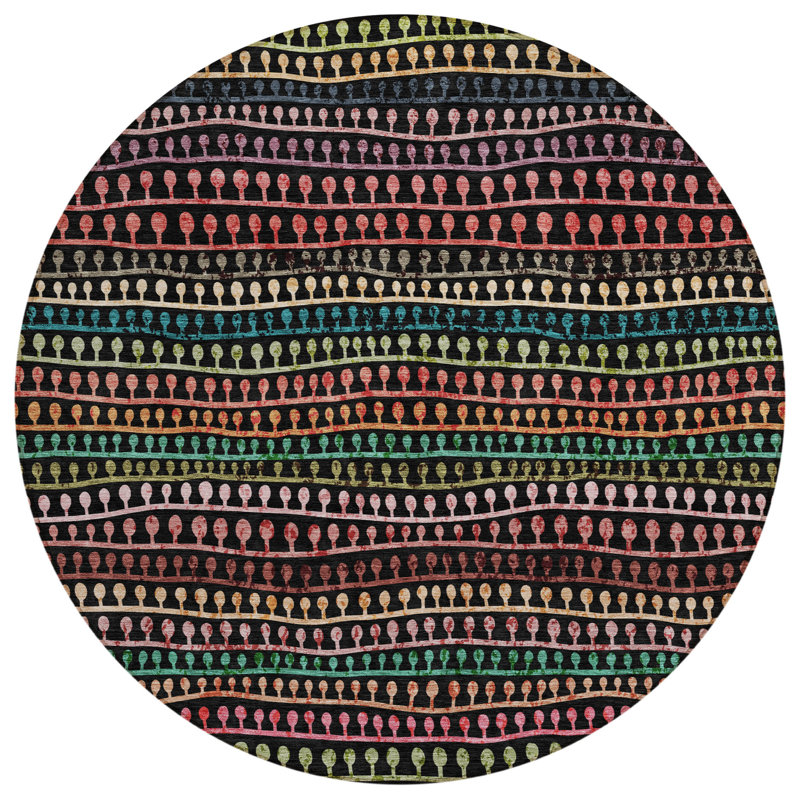 Striped Indoor Rug, Round 8'