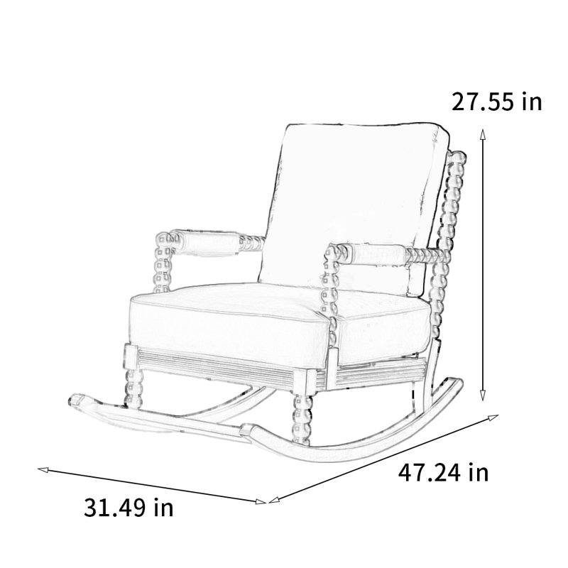 Chaise berçante en bois de noyer massif