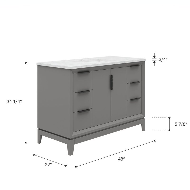 Elizabeth 48" Single Bathroom Vanity Set with Faucet, Hook, Cashmere Gray