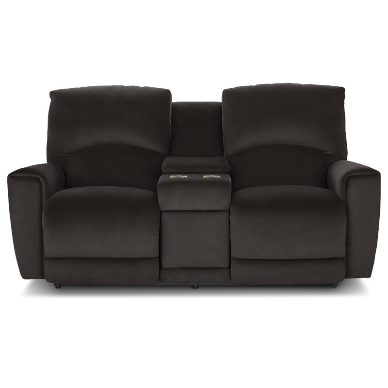  Cassian Leather Match Manual Reclining Loveseat with Console