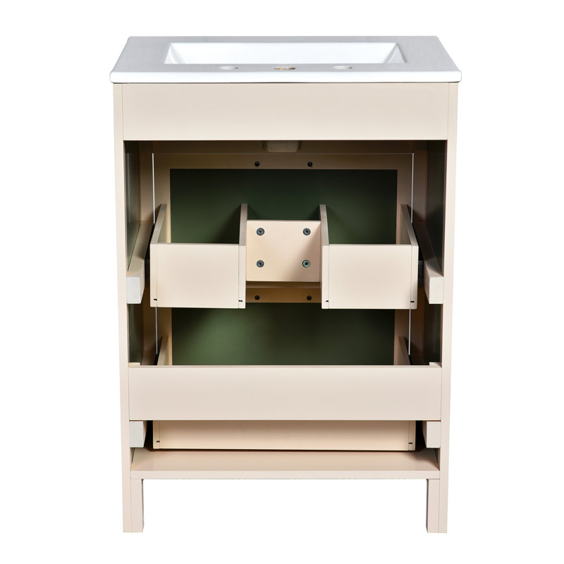 Meuble-lavabo élégant avec lavabo en céramique et rangement spacieux, idéal pour les salles de bain modernes