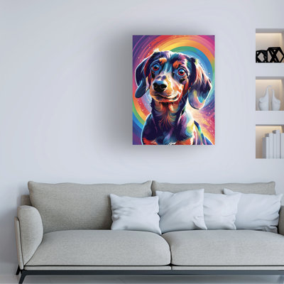 Tina Lavoie, fille glamour sur toile de teckel