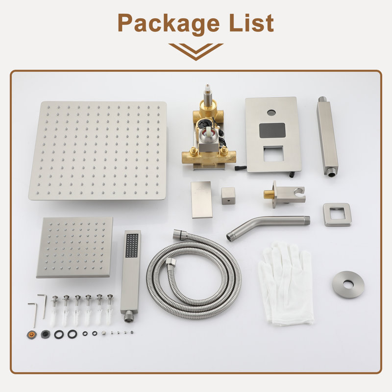 Brushed Nickel Rainfall Dual Shower Head System with Digital Display