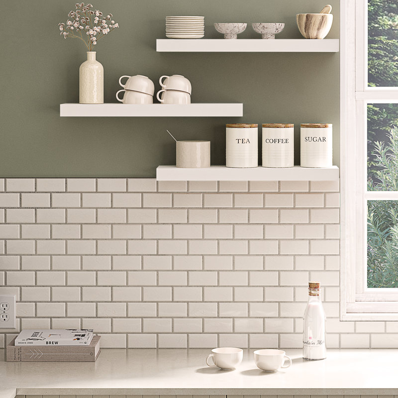 Sydney Floating Shelves Set with Invisible Wall Mount Brackets, White, 24 inches