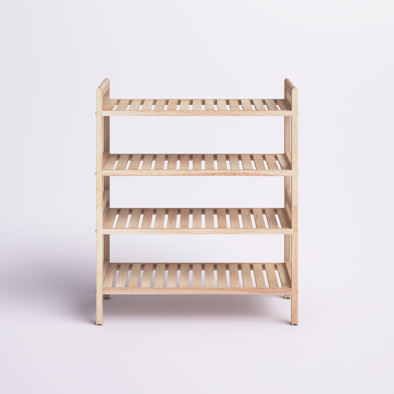 6 Pair Stackable Solid Wood Shoe Rack