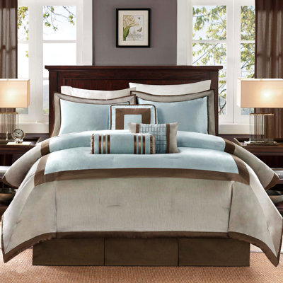 Literie 7 pièces pour très grand lit, édredon de couleur neutre, conception transitionnelle, comprend 2 taies décoratives, 1 carré et des coussins, édredon, literie, rembourrage, coussins décoratifs