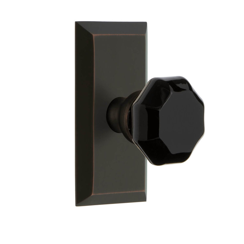 Grandeur Concealed Screw Mechanism Geometric Knob with Rectangle Rosette, Timeless Bronze