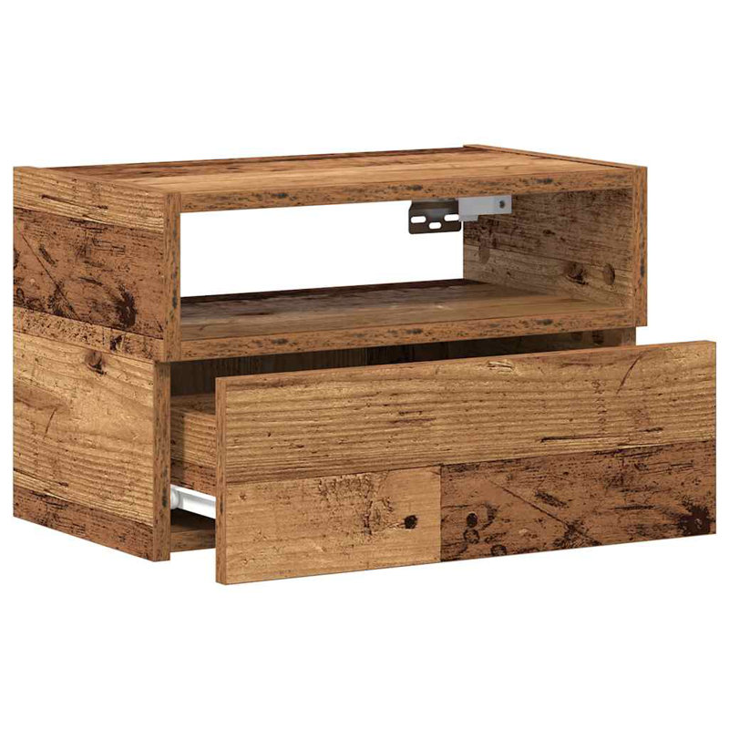 Cabriales 45cm W Manufactured Wood Bedside Table, Reclaimed Wood, 2