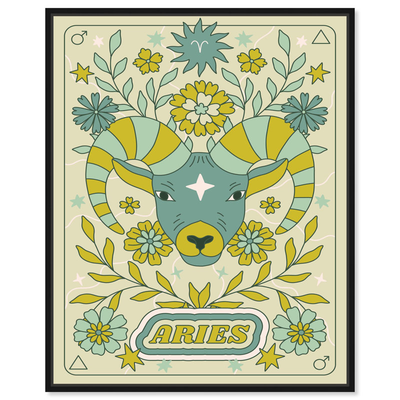 «Aries Stars Card» par Art Remedy, Cadre noir, H 21 po x l 17 po