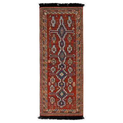 Rug & Kilim’S Tribal Runner In Red And Blue Geometric Pattern