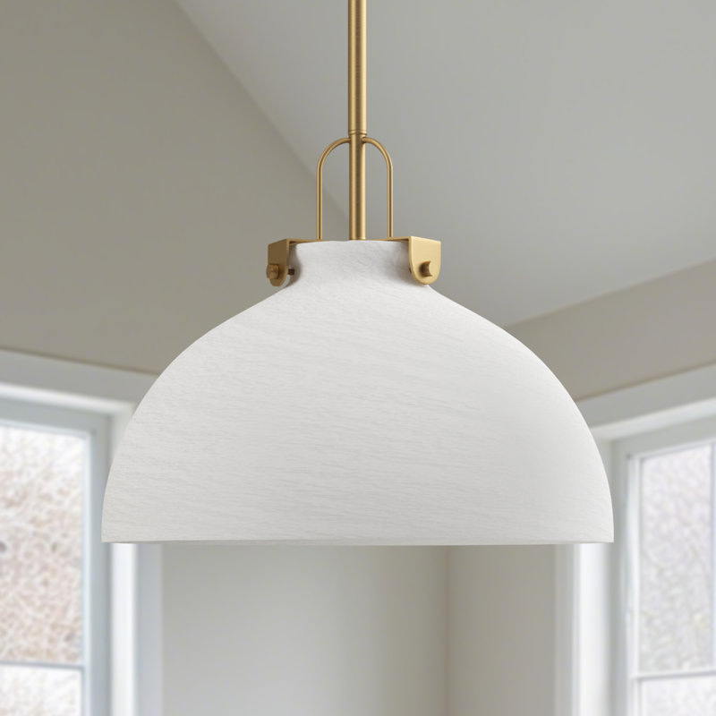 Luminaire suspendu en forme de dôme à 1 lumière de 12 po à 1 lumière à intensité variable pour îlot de cuisine. Verre nuage.