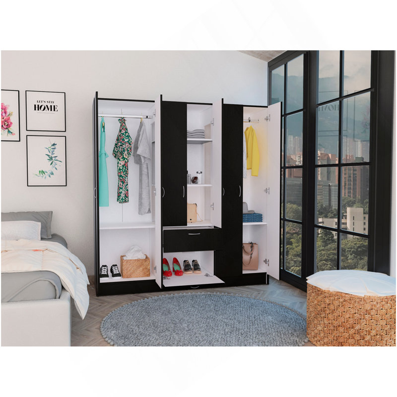 Armoire rectangulaire 1 tiroir 6 portes Davenport Wengé et blanc