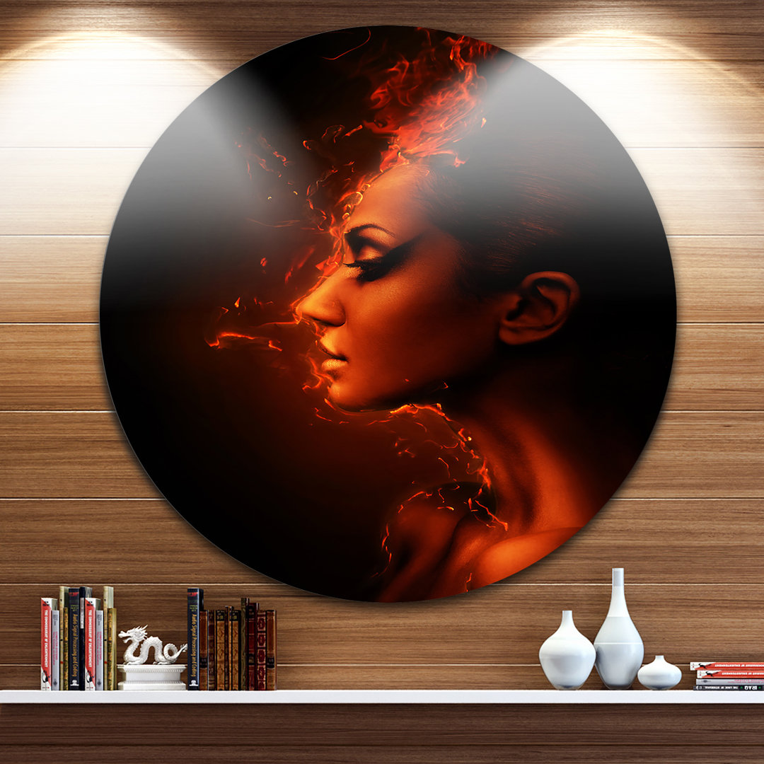 Portrait Burning Woman Head - Graphic Art Print Design Art