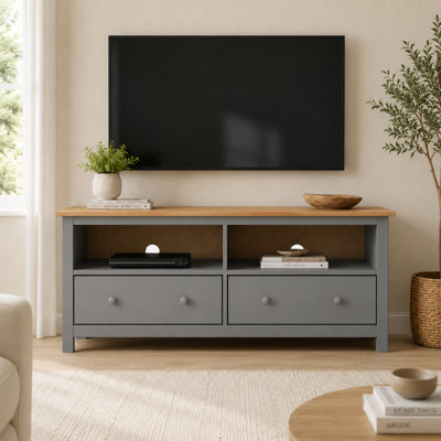 Meuble télé 55 po avec 2 tiroirs et beaucoup de rangement Albrecht