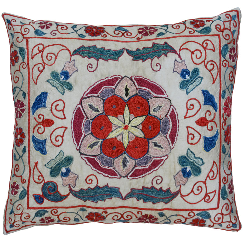 Lumbar Pillow Cover & Insert, Red/White/Beige