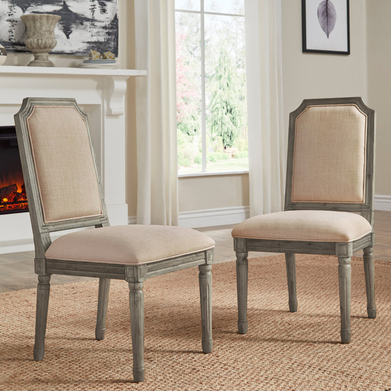 Chaise d'appoint Hildemar, Beige, Chêne gris antique