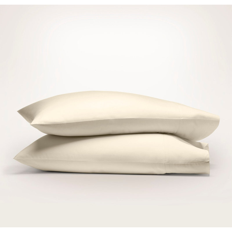 Percale Hemmed Pillowcase Set, Natural, Standard Pillowcase