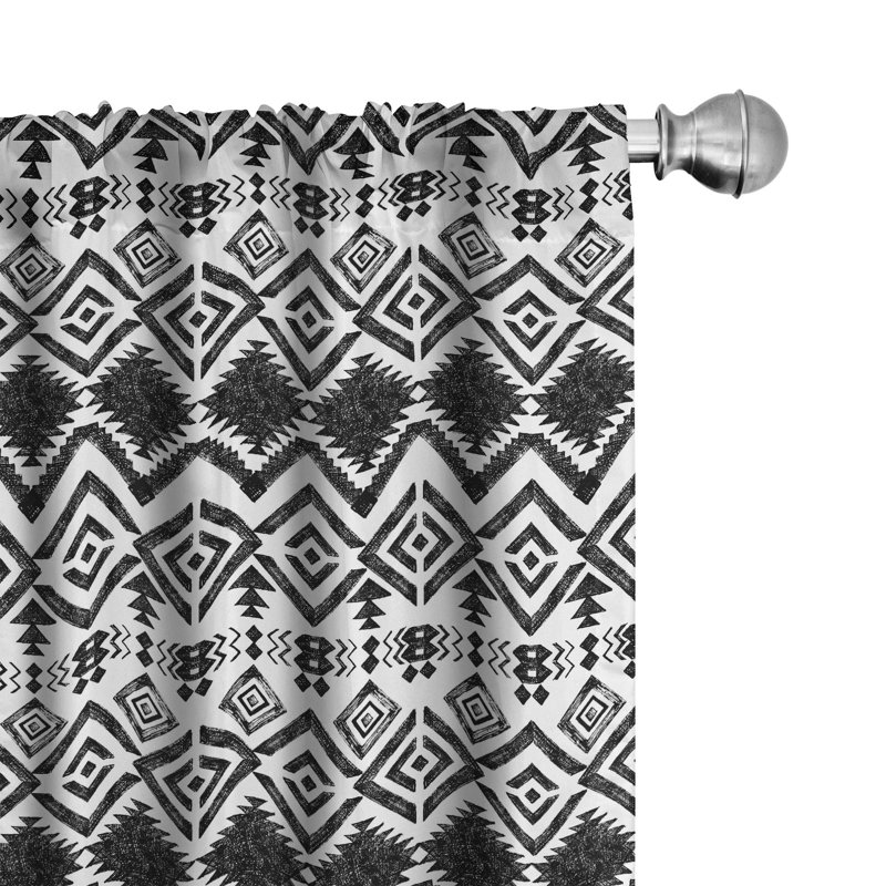 Tribal Semi-Sheer Rod Pocket Curtain Panels, 28" x 63"